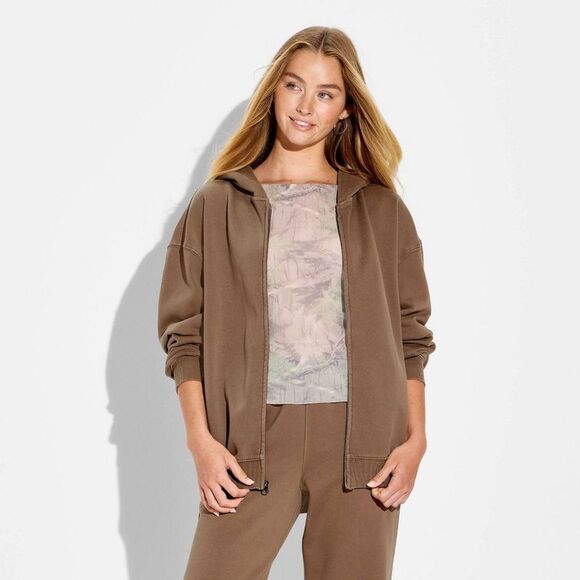 Wild Fable - Women's Full Zip Hoodie - Wild Fable Espresso XS Espresso - Picture 2 of 3